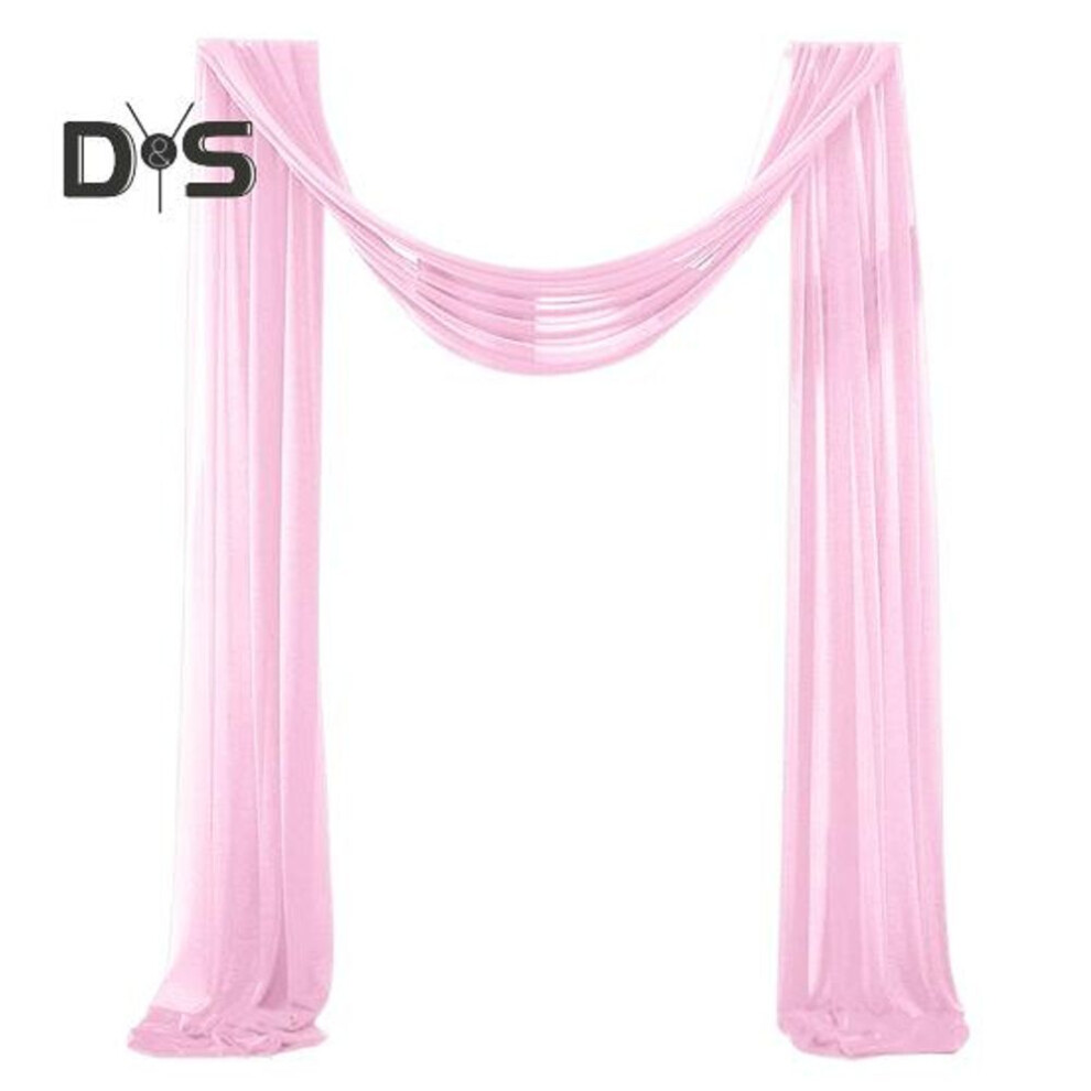 (pink, S) Wedding Arch Drape Chiffon Curtain Drapery Solid Color Tulle Drapery Draping Decoration for Weddings Ceremony Reception Banquets