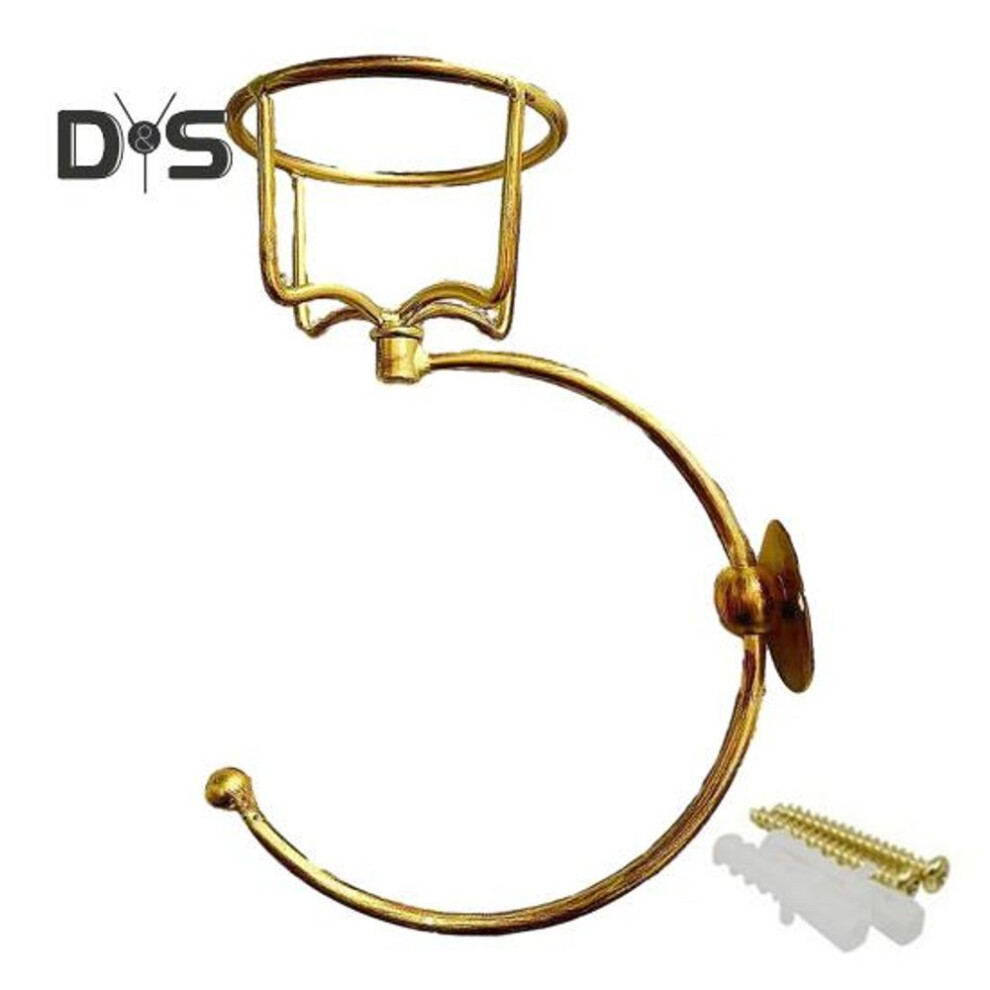 (golden) Rustic Towel Ring Wall Mounted Towel Holder with Candle Holder Metal Hand Towel Hanger for Bathroom Toilet Kitchen Use