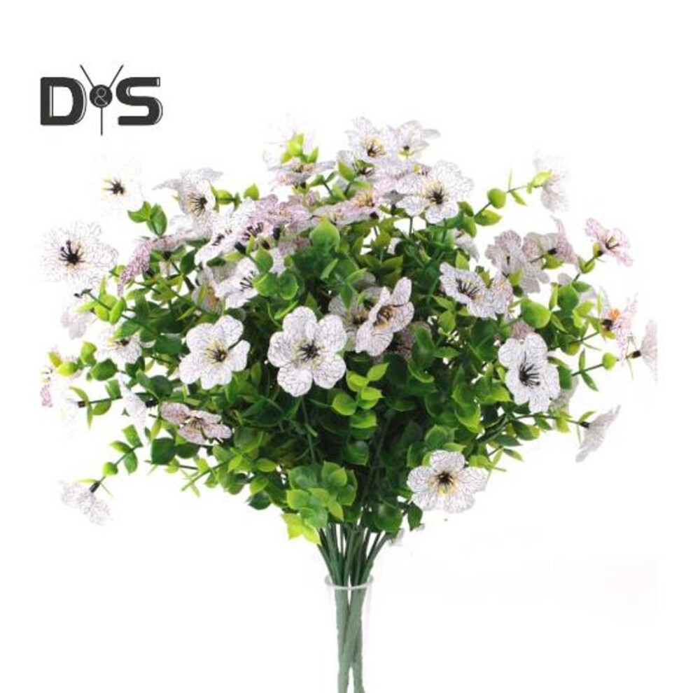 (white) 8pcs Artificial Flower With Eucalyptus Leaves Uv Resistant Realistic Fake Flower Wedding Party Indoor Outdoor Garden Faux Flower Decoration