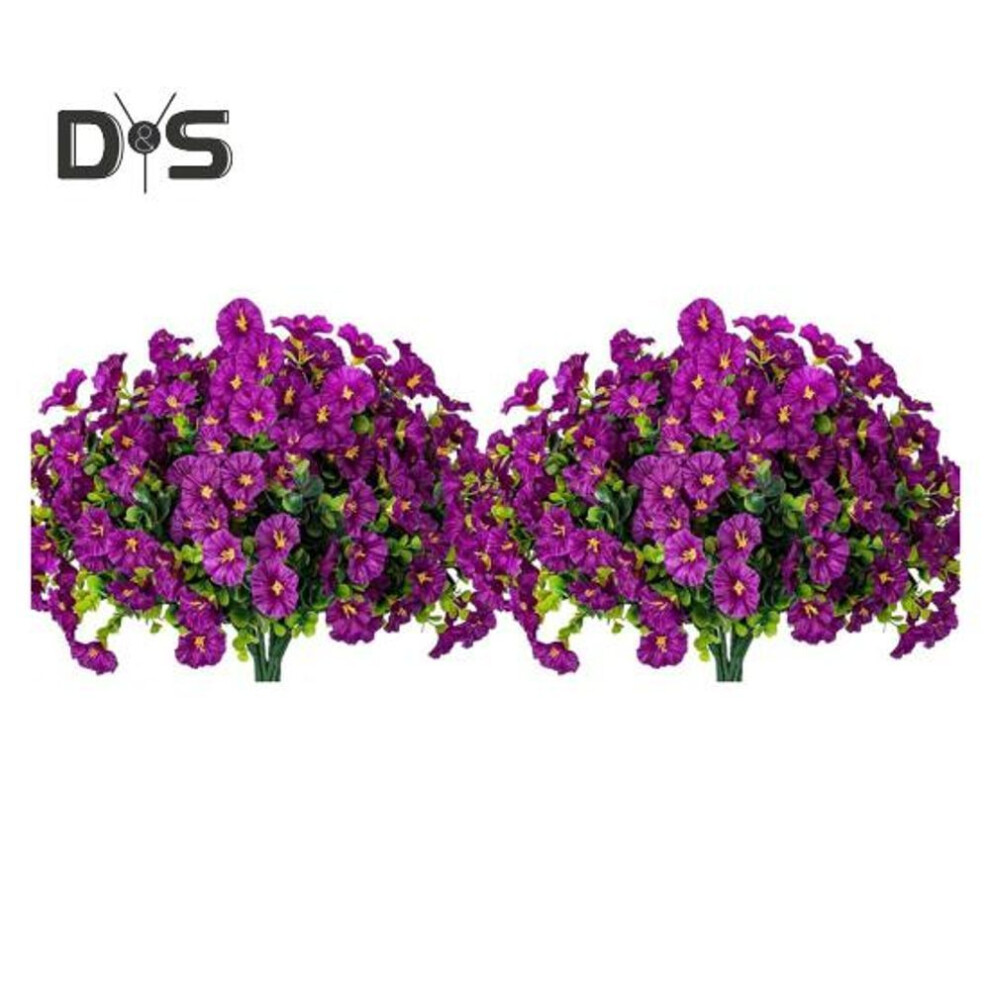 (purplish red) 12pcs Artificial Morning Glory Flower Uv Resistant Realistic Fake Flower Wedding Party Indoor Outdoor Garden Faux Flower Decoration