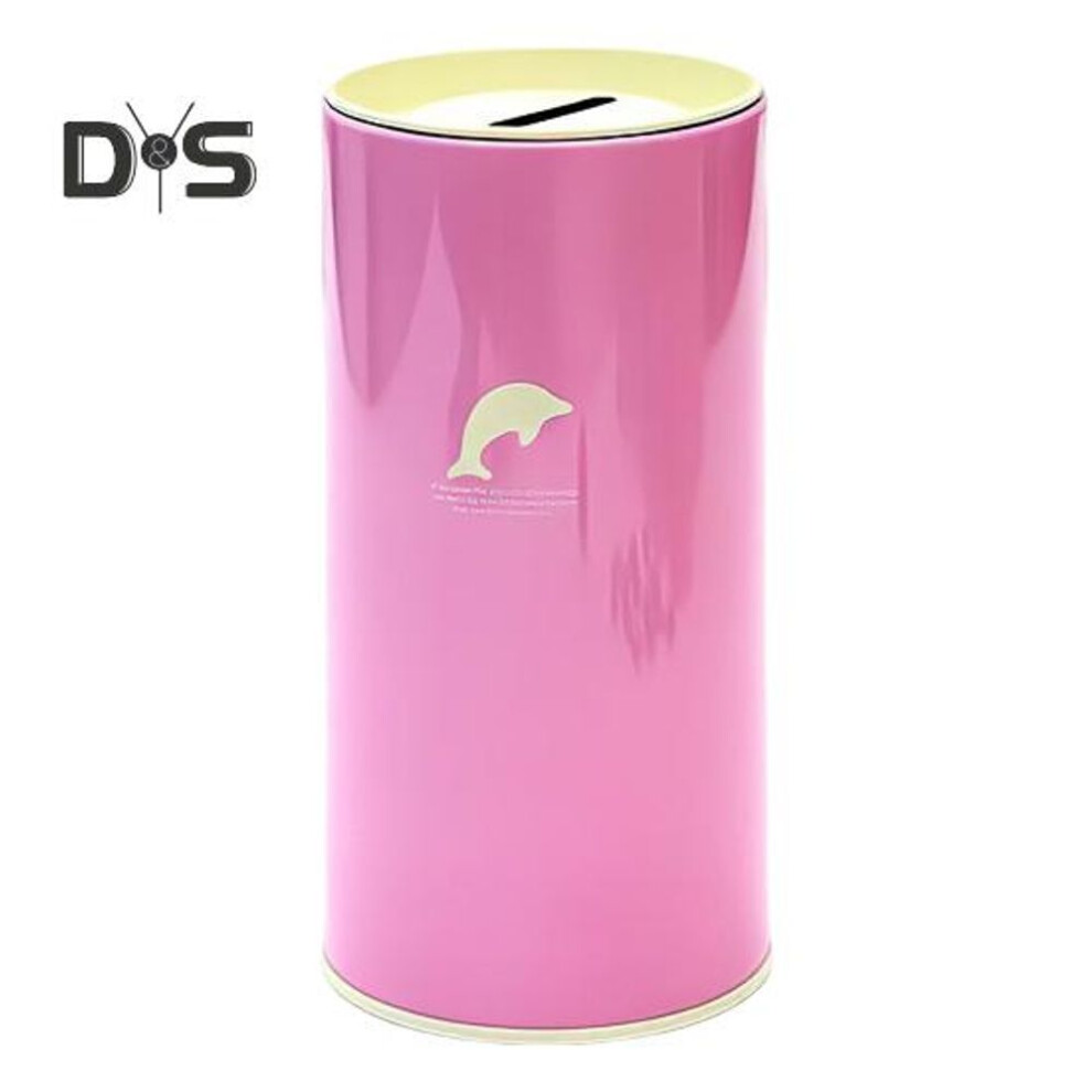 (as the picture, Dolphin) Metal Piggy Bank Large Capacity Animal Pattern Design Kids Cylindrical Saving Bank Financial Management Tool