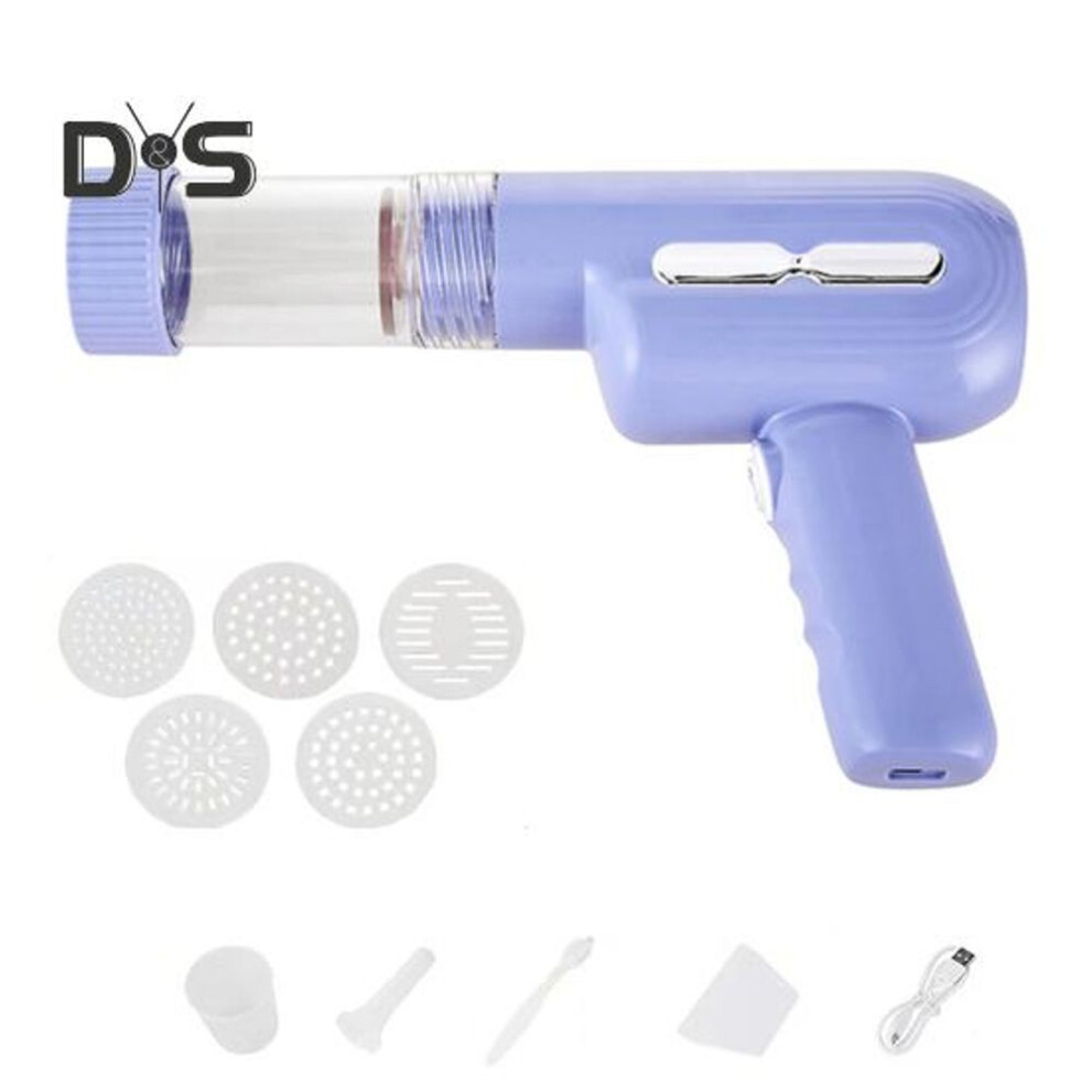 (purple) Handheld Electric Pasta Maker Cordless Noodles Maker For Spaghetti Ramen Homemade Sausage Filler Dough Pressing And Cutting Machine With 5 Shaping