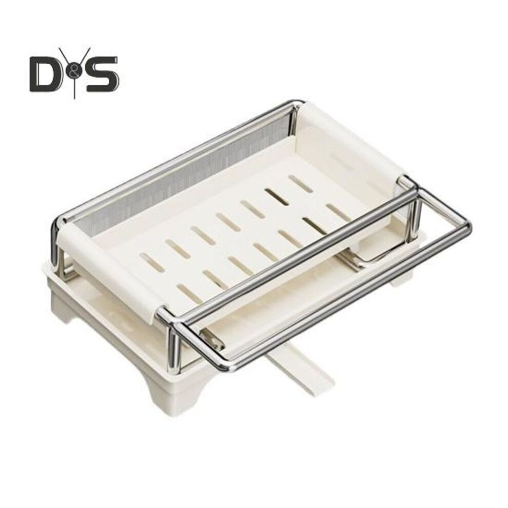 (milk white) Sink Caddy Storage Rack Large Capacity Strong Load-bearing Rustproof Sponge Holder Kitchen Counter Organizer