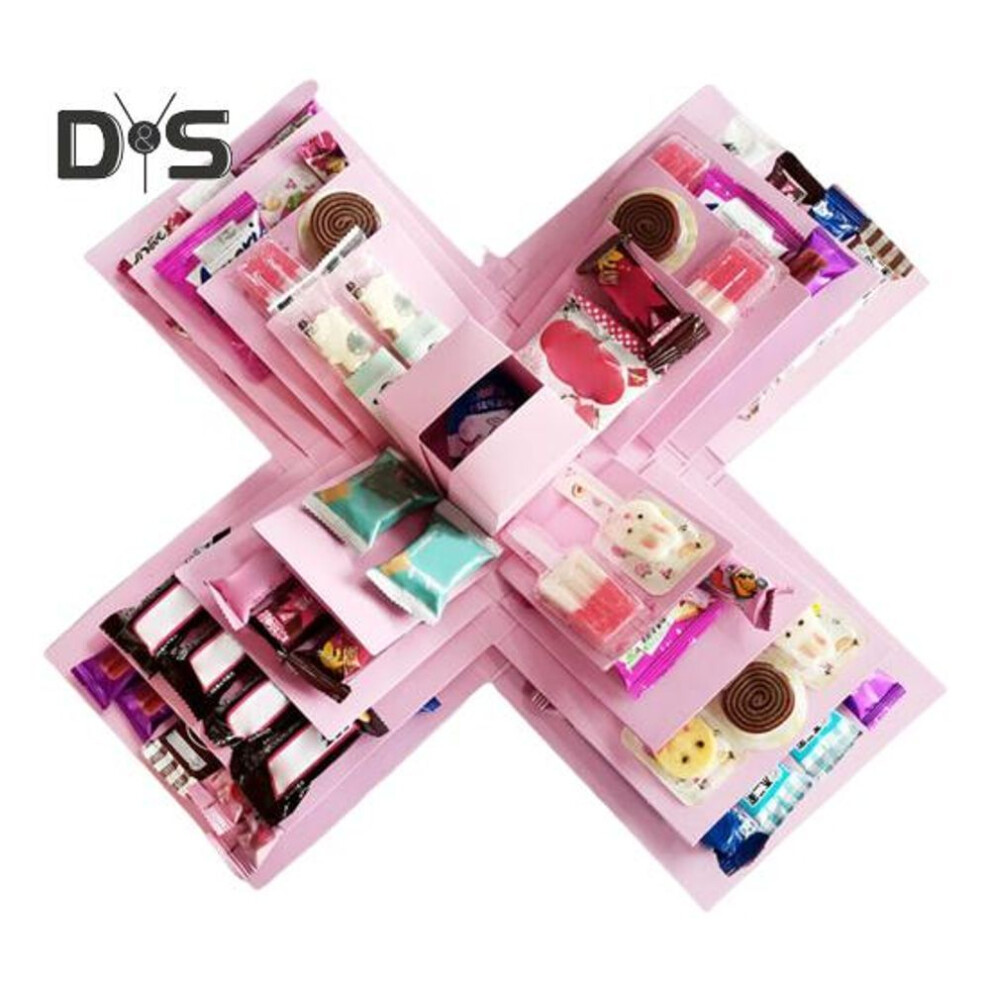 (pink) Explosion Gift Box 5-Layer Snack Explosion Box DIY Scrapbooking Box for Anniversary Birthday Valentine's Day Wedding Gift