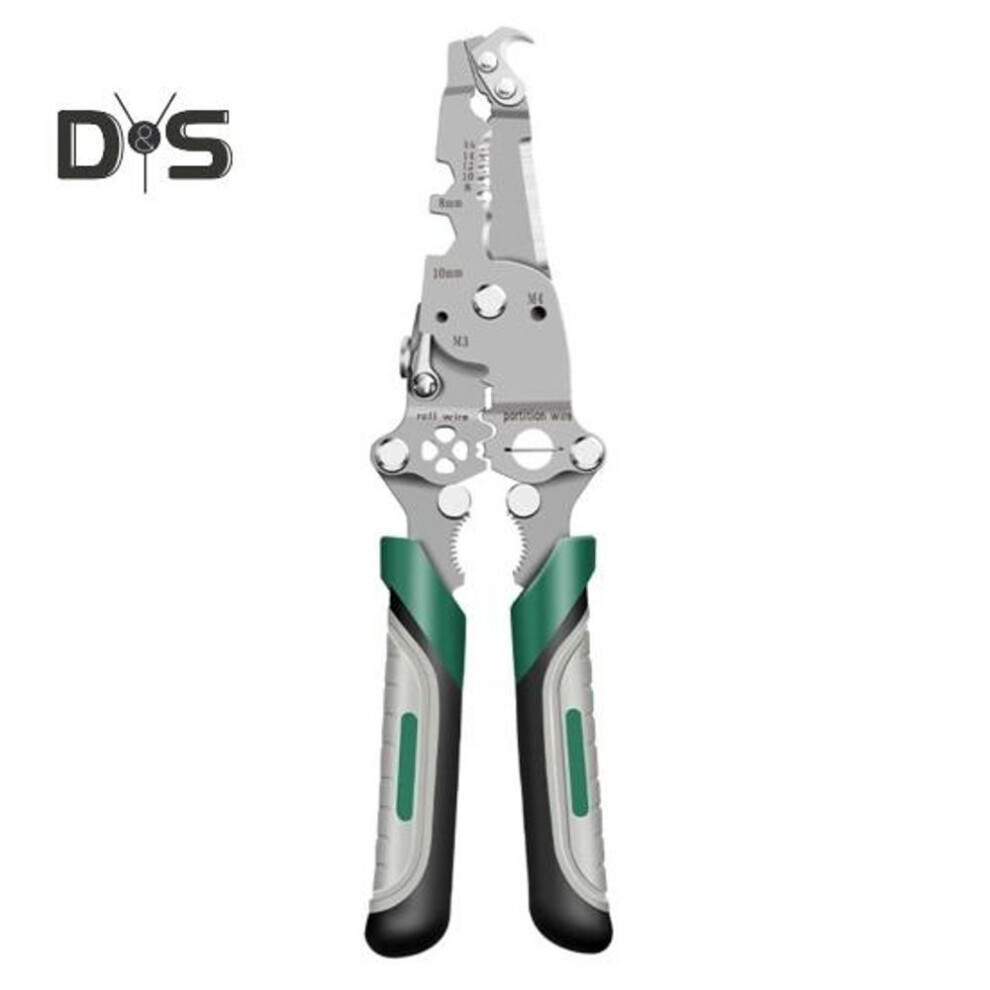 (as the picture, B) 18-in-1 Foldable Wire Stripper Ergonomic Handle Easy to Use Portable Multifunctional Wire Stripper Crimper Cable Cutter Pliers