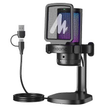 (As show, One size) Maono DGM20 USB Microphone RGB Condenser Mic Gaming Microphone Black