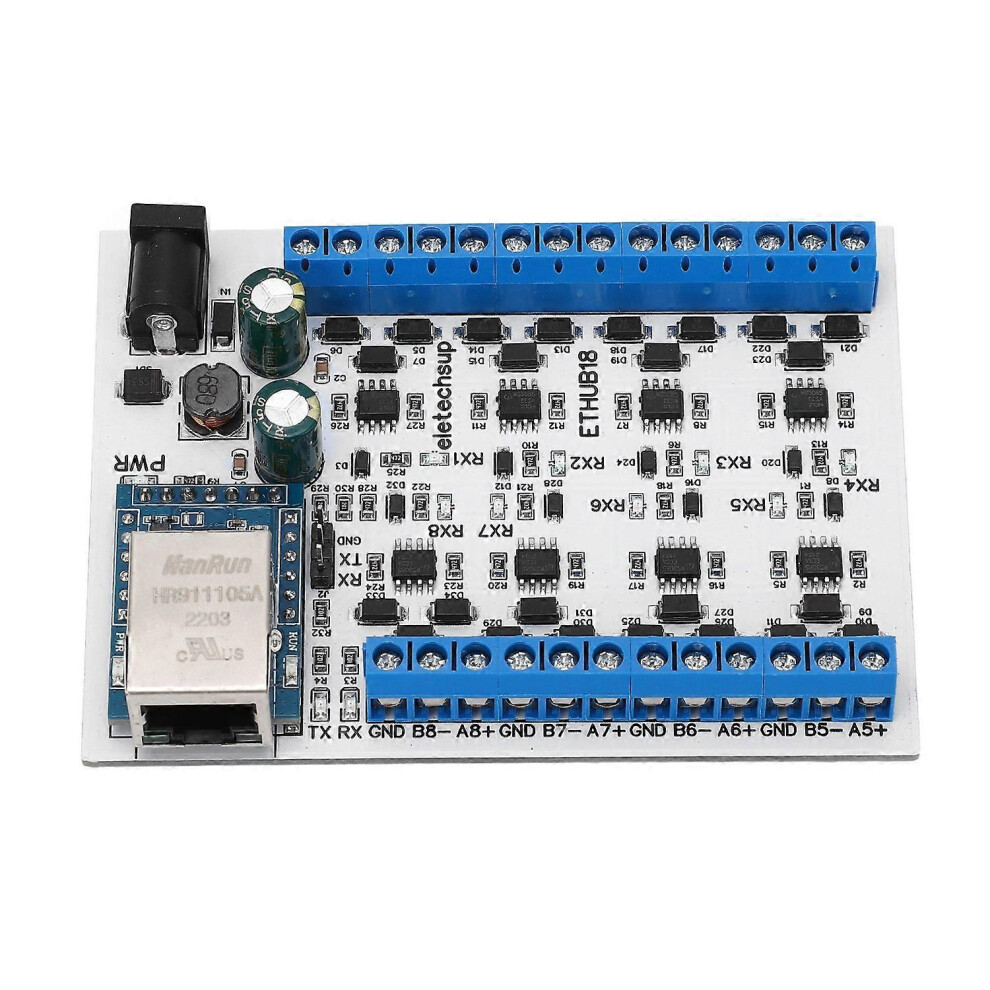 (As Show, One Size) Rj45 To 8 Rs485 Hub Converter Tvs Surge Protection 115200Bps Hub Board For Security Monitoring Dc7‑3 6909775563809