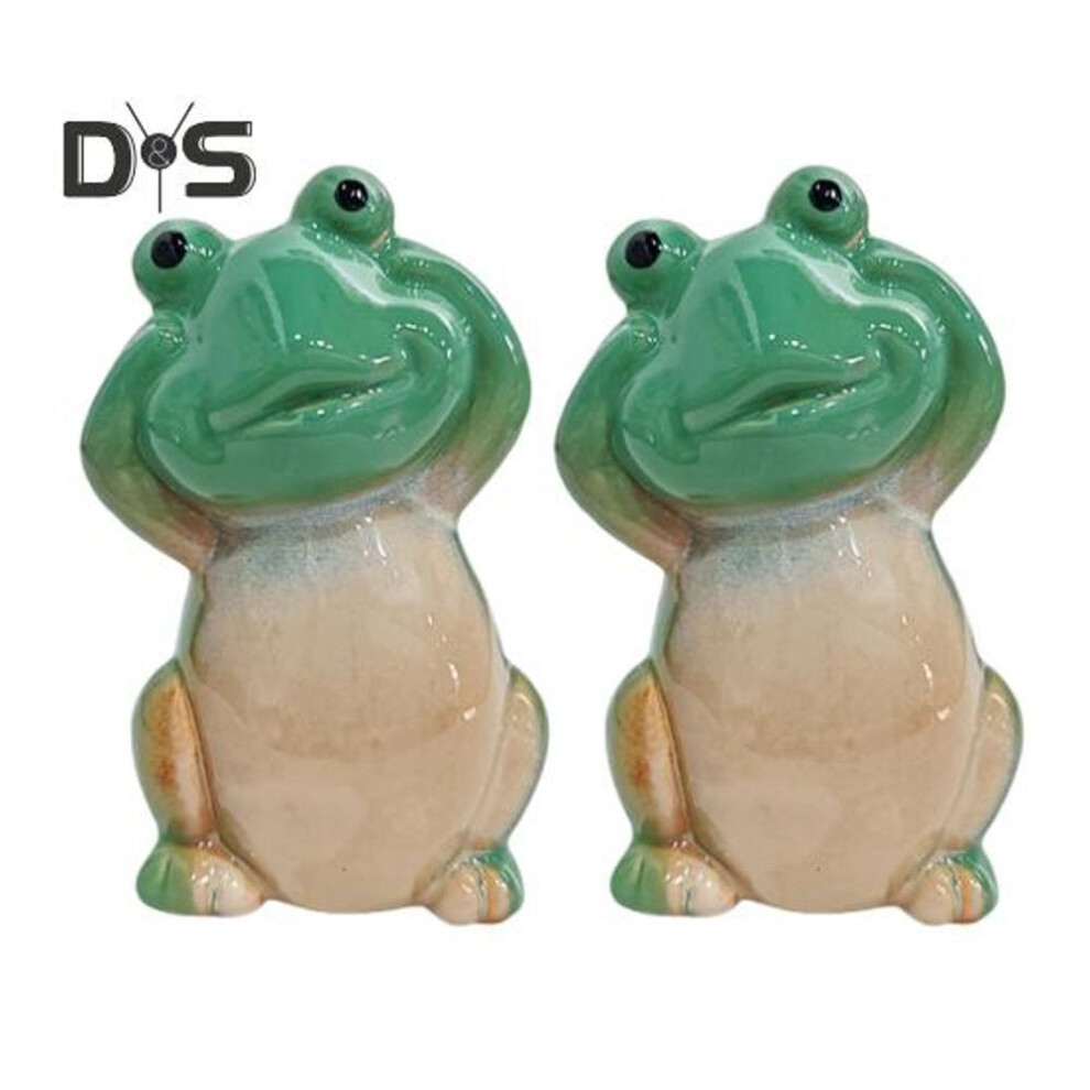 (as the picture, 2pcs) 1/2pcs Cartoon Green Ceramic Frog Toilet Bolt Covers Easy Installation Animal Theme Decor Bathroom Ornament