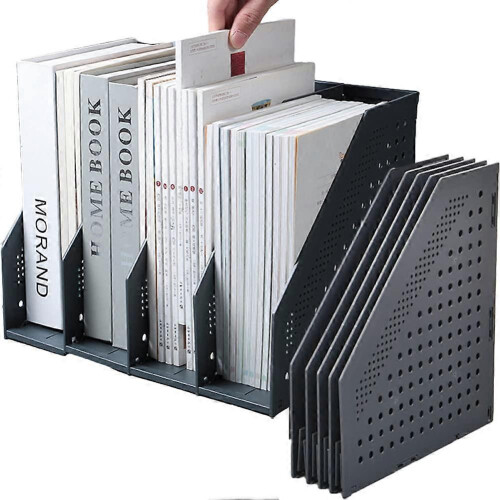 Book Support For File Rack (As show, One size) Collapsible A4 Lever Arch File Racks, 4-Sections ...