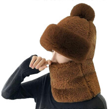 (As show, One size) Women's Winter Hats, Cycling Windproof Scarf Hat Beanies Caps, Winter Hat and Scarf in One, Winter Siamese Windproof Hat Plush Hat,brown