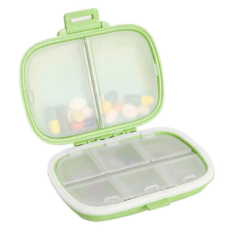Kikidex (As Show, One Size) Small Pill Box, Travel Pill Organisers, Portable Medicine Storage Box, Daily Wheat Pill Dispenser With 8 Compartments For Waterpro