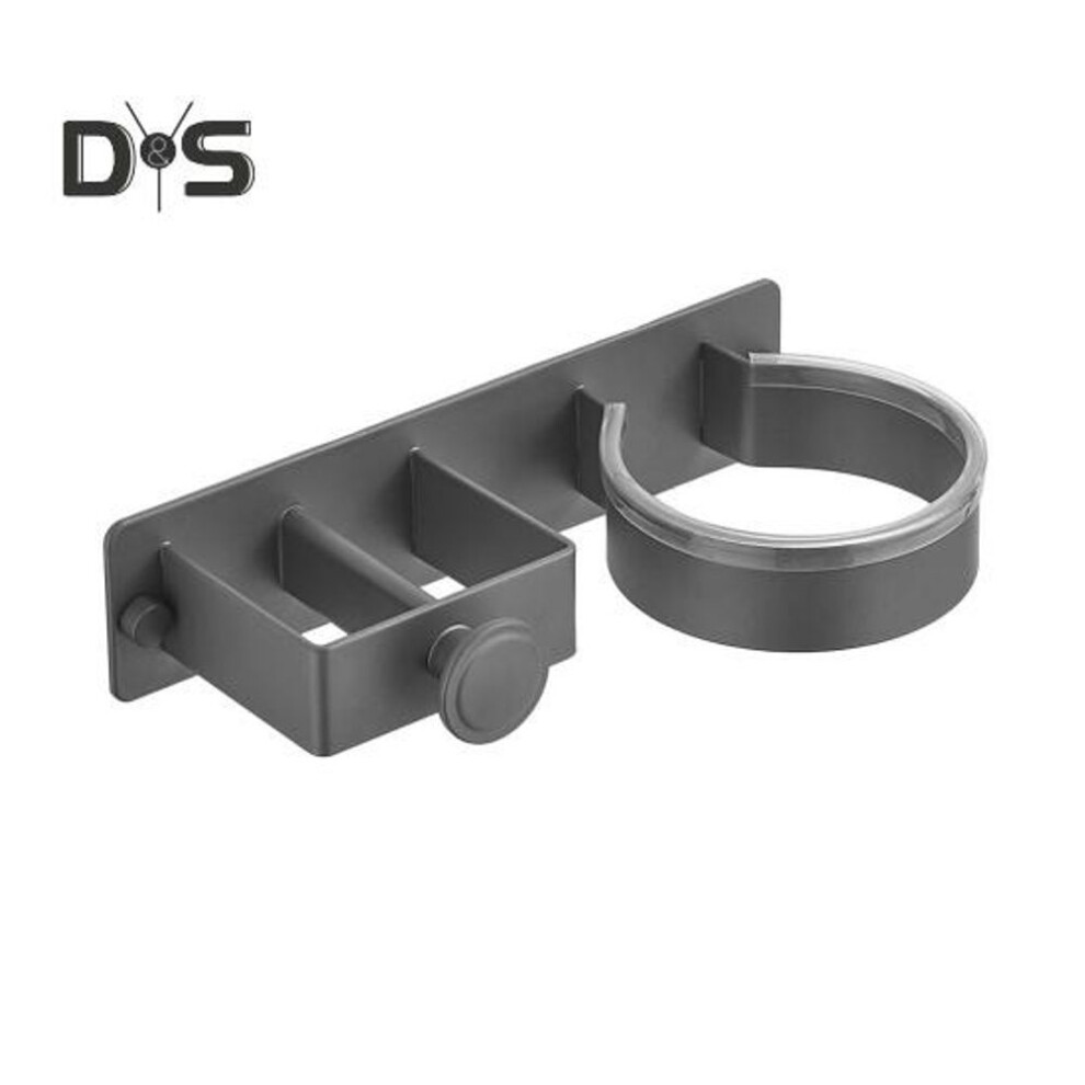 (grey) Wall Mount Hair Dryer Holder Strong Load-bearing Simple Installation Universal Minimalist Style Metal Blow Dryer Stand Storage Rack