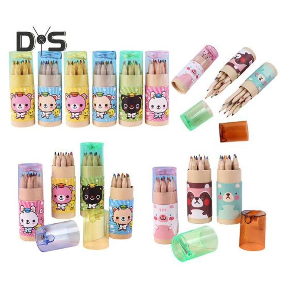 (as the picture, 16pcs) 8/16pcs Mini Colored Pencils Portable Colored Pencil Kit With Sharpener Pre-sharpened Party Fillers Set