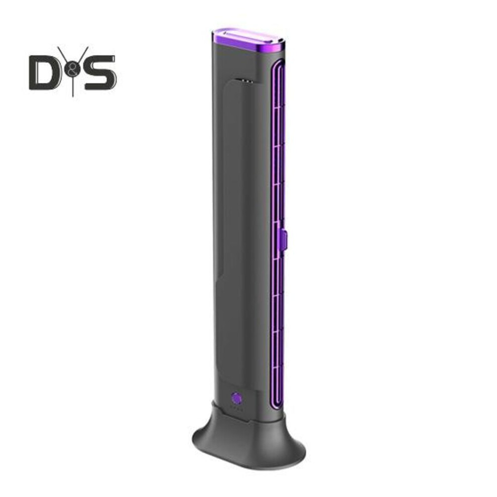 (purple) Bladeless Tower Fan with 3 Speeds Strong Airflow Quiet Operation Rechargeable Wireless Free-Standing Fan Air Conditioner