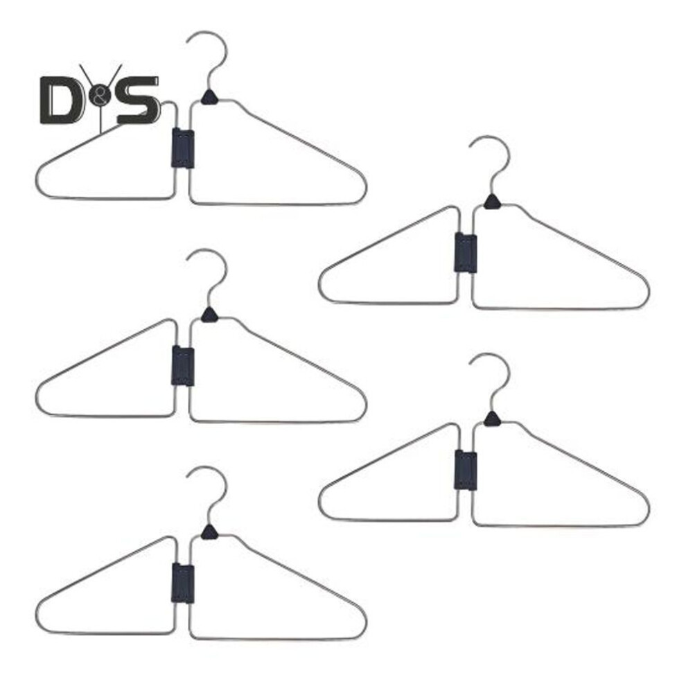 (as the picture, 5pcs) 1/5pcs Folding Clothes Hangers Rustproof Strong Load-bearing Wide Application Collapsible Hanger Travel Storage Racks