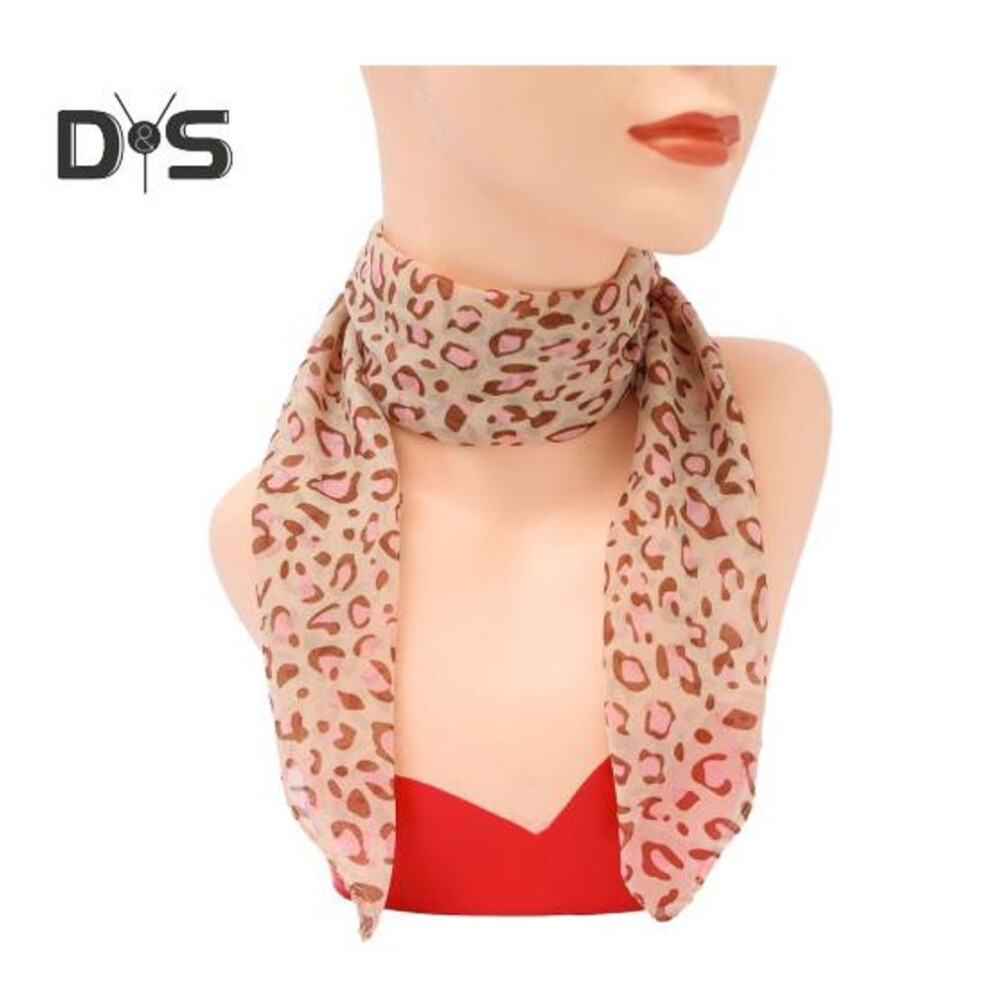 (pink) Women Scarf Leopard Print Thin Chiffon Scarf Lightweight Breathable Korean Style Scarf Travel Accessory