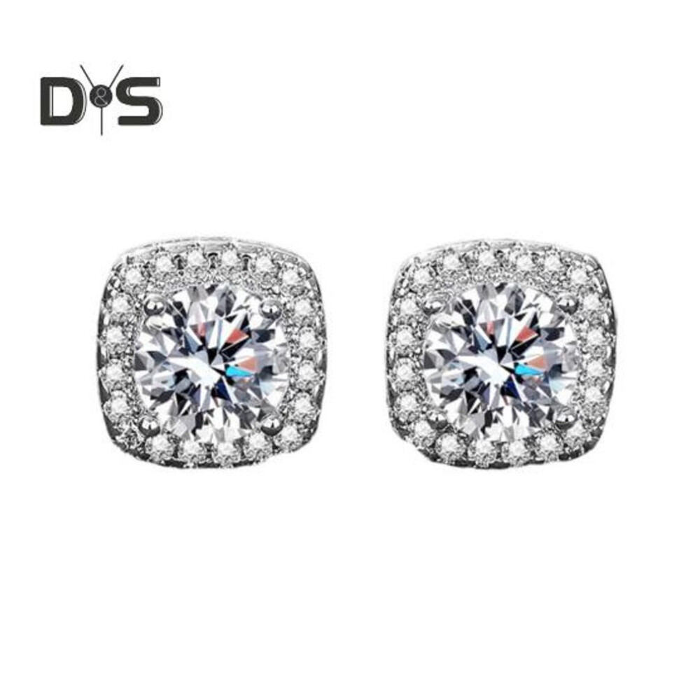 (as the picture, B) 1 Pair Women Ear Studs Cubic Zirconia Copper Stud Earrings Sparkling Hypoallergenic Ear Studs Anniversary Valentine's Day Wedding Gifts For Her