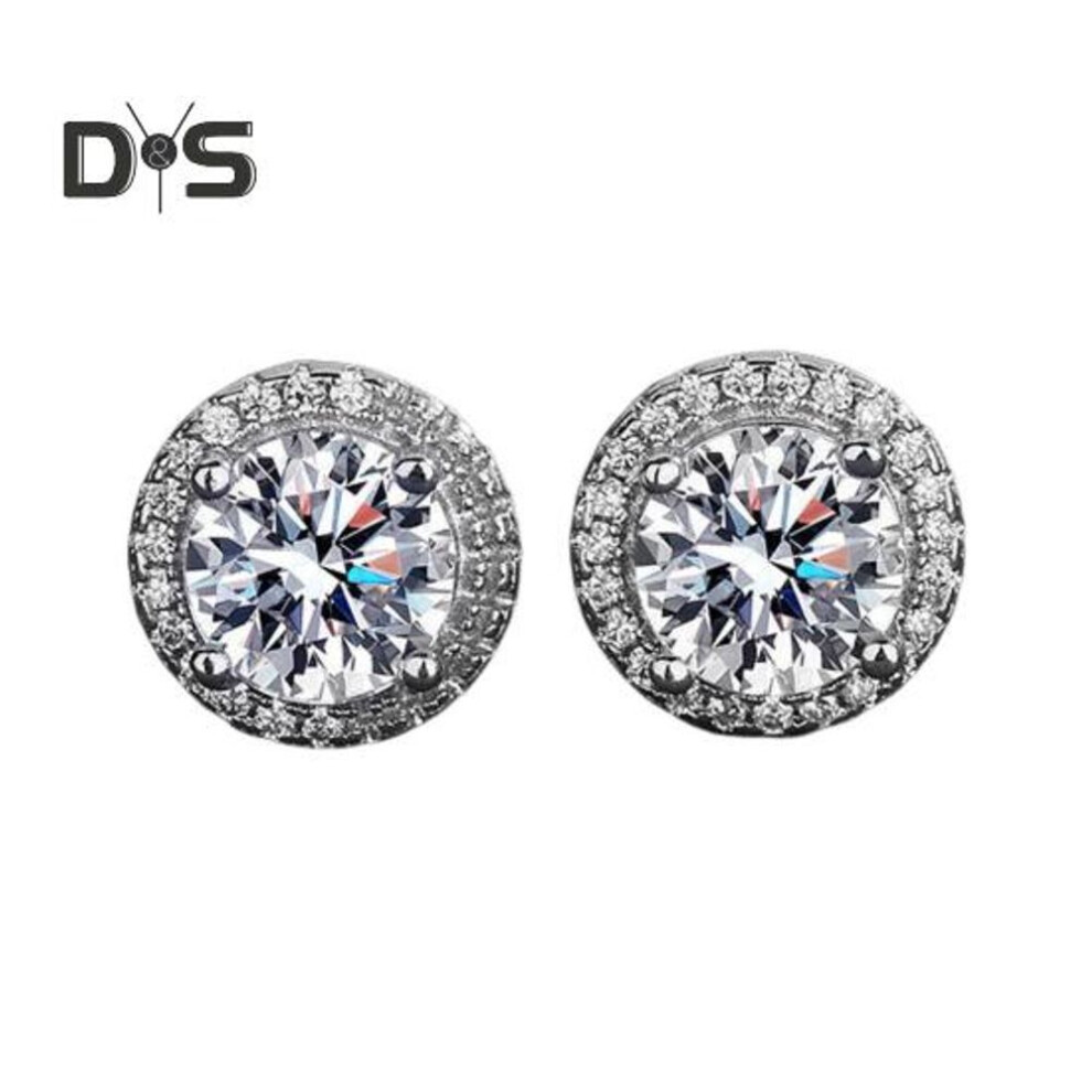 (as the picture, C) 1 Pair Women Ear Studs Cubic Zirconia Copper Stud Earrings Sparkling Hypoallergenic Ear Studs Anniversary Valentine's Day Wedding Gifts For Her