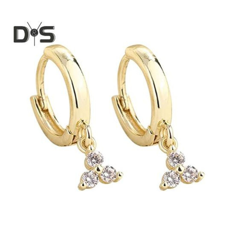 (as the picture, C) 1 Pair Hoop Earrings for Women 14K Gold-Plated Copper Earrings Hypoallergenic Cubic Zirconia Hoop Earrings Female Jewelry Birthday Valentine's Day