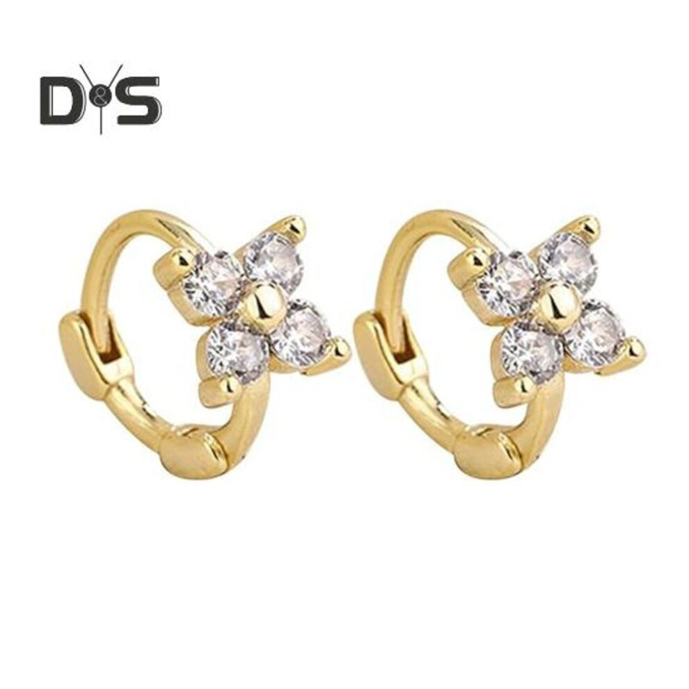 (as the picture, D) 1 Pair Hoop Earrings for Women 14K Gold-Plated Copper Earrings Hypoallergenic Cubic Zirconia Hoop Earrings Female Jewelry Birthday Valentine's Day