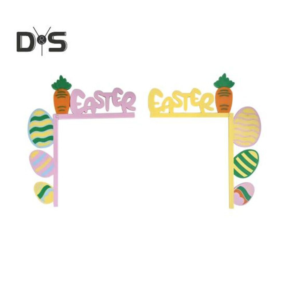 (as the picture, 2pcs) Easter Door Corner Decor Eggs Carrot Door Topper Multicolor Corner Decoration For Windows Walls Spring Holiday Farmhouse Home Decor