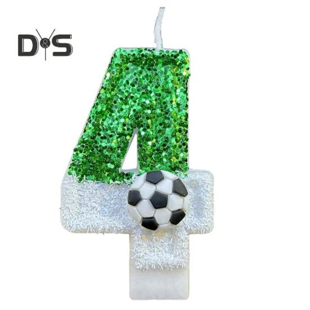 (as the picture, 4) Football Birthday Candle Eco-friendly No Odor Sequins Design Easy To Use Long-lasting 0-9 Numbers Candle Cake Decoration