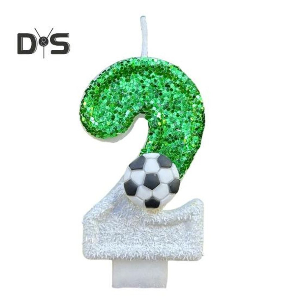 (as the picture, 2) Football Birthday Candle Eco-friendly No Odor Sequins Design Easy To Use Long-lasting 0-9 Numbers Candle Cake Decoration