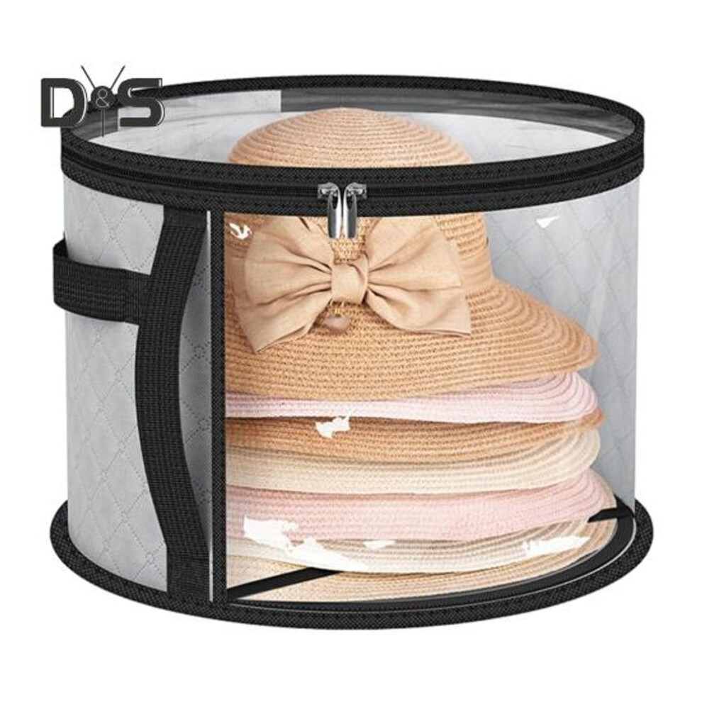 (grey) Oversized Clear Hat Storage Bag Zipper Closure Large Capacity Cowboy Hat Organizer Wide Brims Hat Case With Carrying Handles