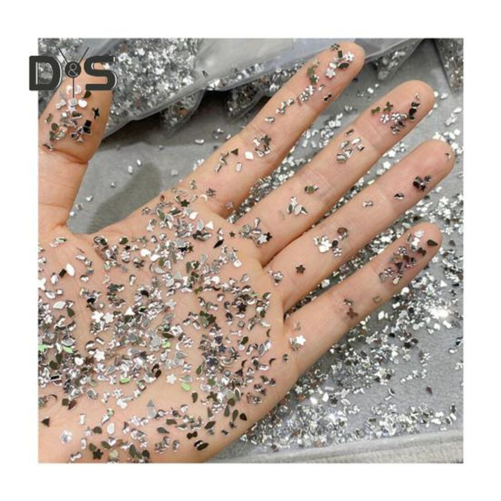 (white) 1000Pcs/Set Nail Art Rhinestone Acrylic Assorted Mini Star Love Heart Waterdrop Flower Geometric Shape Charm DIY Nail Decoration Accessories