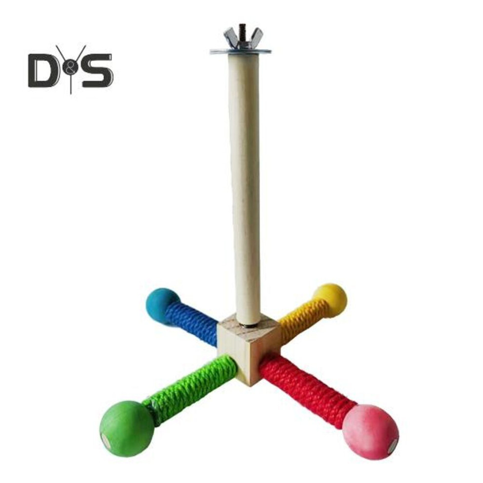 (as the picture, C) Spinning Birds Stand Perch Toy 360 Degree Rotation Wooden Exercise Wheel Parrot Perch Cage Accessories for Parakeets Budgies Lovebirds Finch Conure