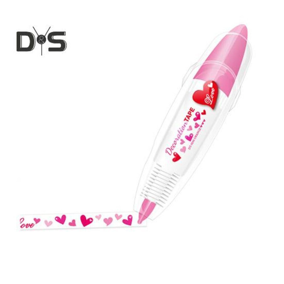 (as the picture, Love Heart) Infinite Decorative Pens Animal Patterns Press Type Ally-pocket Tape Pen Lace Decorative Correction Tape Pen For Diy Scrapbook Journal Greeting Card