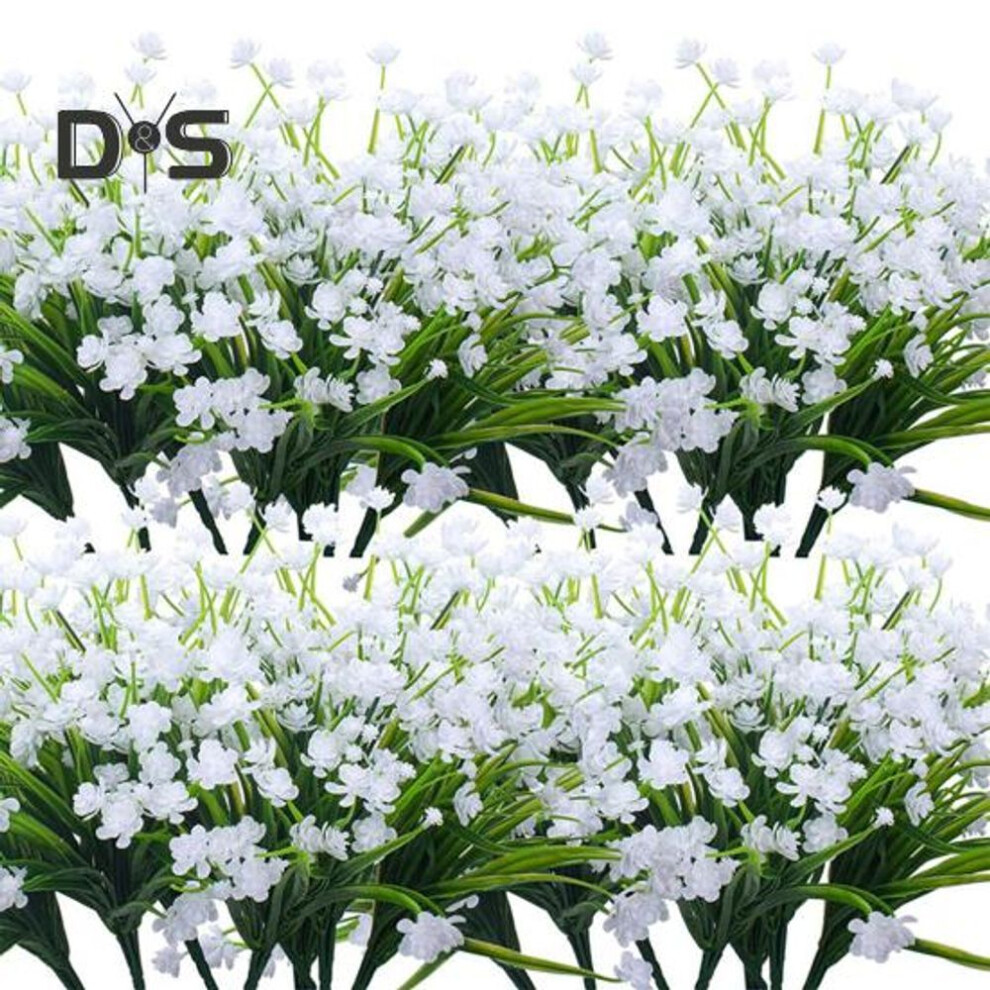 (white) 10 Pcs Artificial Flowers Bunch No Fade Fake Flowers All-season Faux Flowers Bundles For Home Wedding Farmhouse Outdoor Indoor Decoration