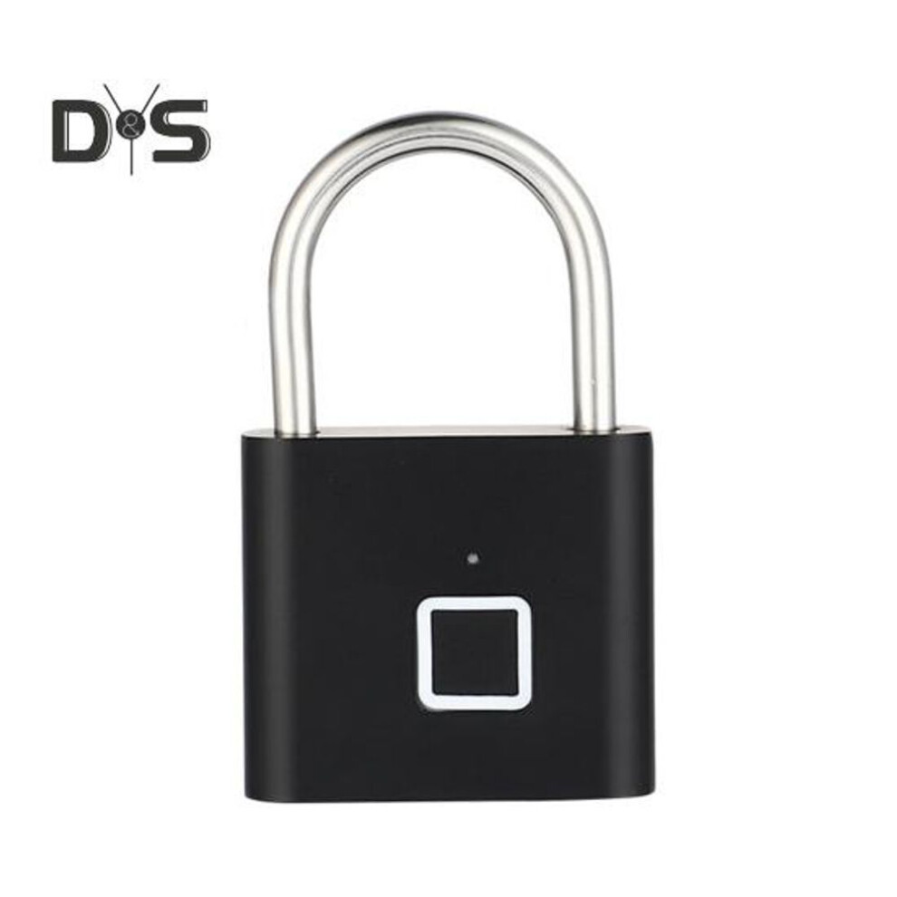 (black) Smart Fingerprint Padlock USB Rechargeable Keyless Biometric Lock Heavy Duty Alloy Outdoor Fence School Gym Locker Electronic Thumbprint Lock