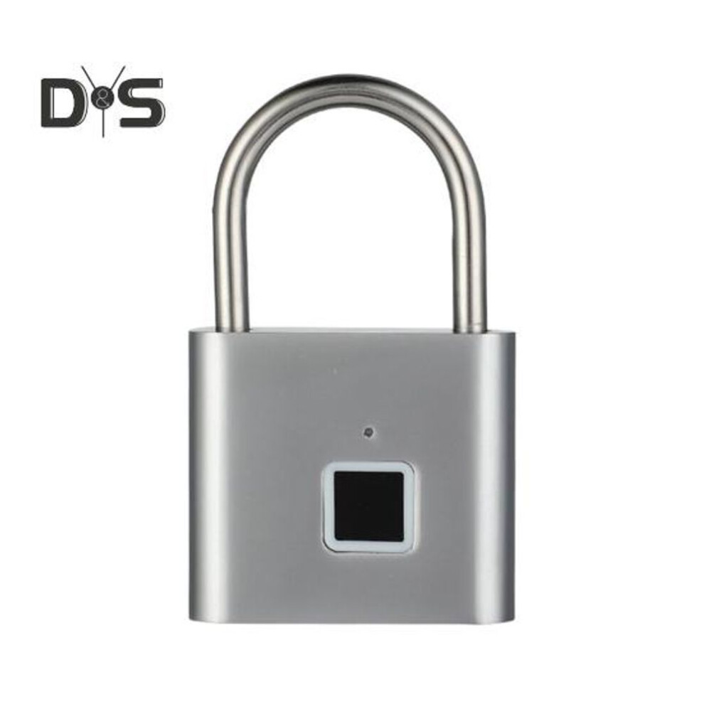 (silver) Smart Fingerprint Padlock Usb Rechargeable Keyless Biometric Lock Heavy Duty Alloy Outdoor Fence School Gym Locker Electronic Thumbprint Lock