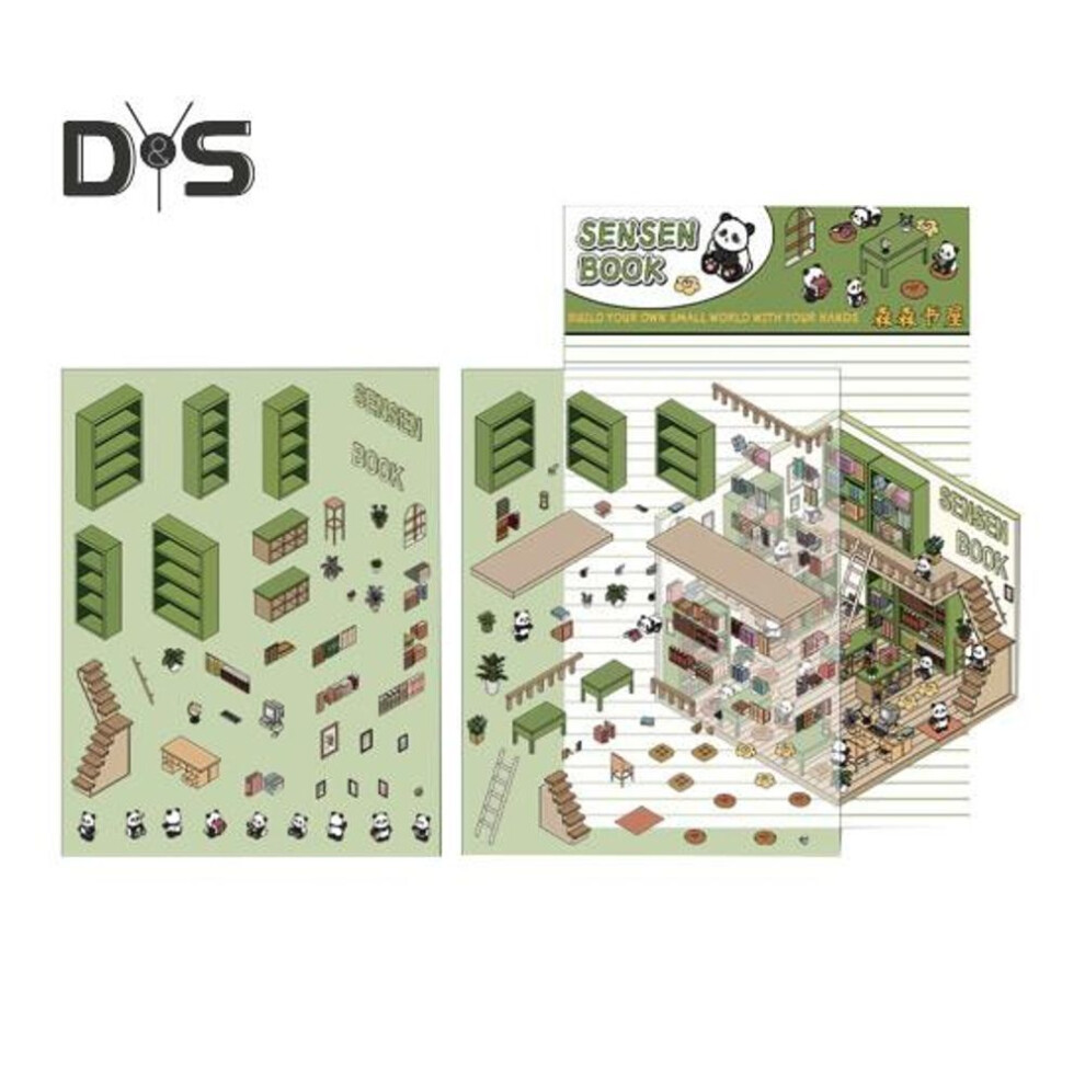 (as the picture, G) Diy 3D House Stickers Supermarket Theme Reusable Stickers Stress Relief Coffee Shop Bookstore Restaurant Scene Decals With Tweezers