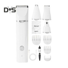 (white) Dog Hair Clippers Grooming Kit with Nail Grinder 4 in 1 Cordless Electric Trimmer for Dogs Cat Low Noise USB Rechargeable Pet Paw Shaver