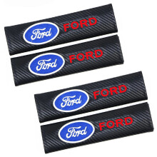 (Pack of 4) FORD Car Seat Belt Cover 2x Safety Shoulder Strap Cushion Pad Carbon Fiber - UK