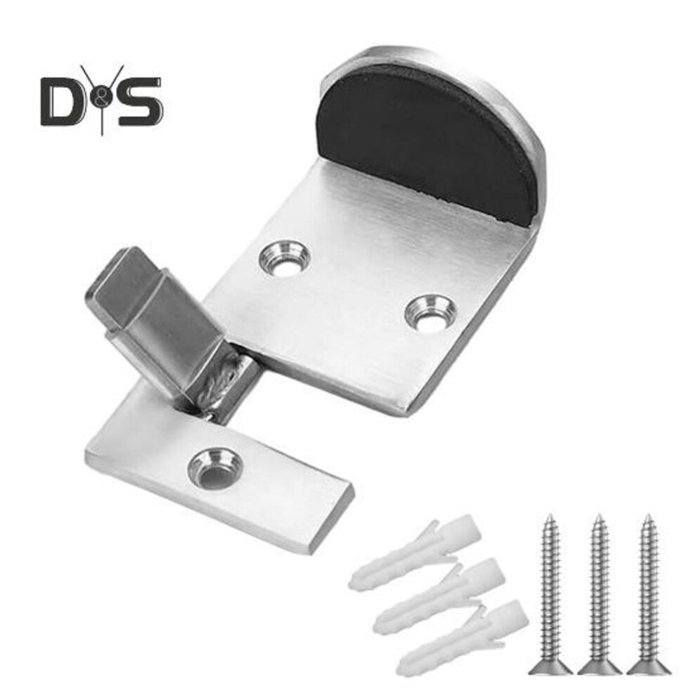 (as the picture, 5cm Left) Stainless Steel Door Stopper Wall Protector Heavy Duty Metal Adhesive No Drilling Windproof Anti-collision Carpet Tile Concrete Wooden Floor Folding