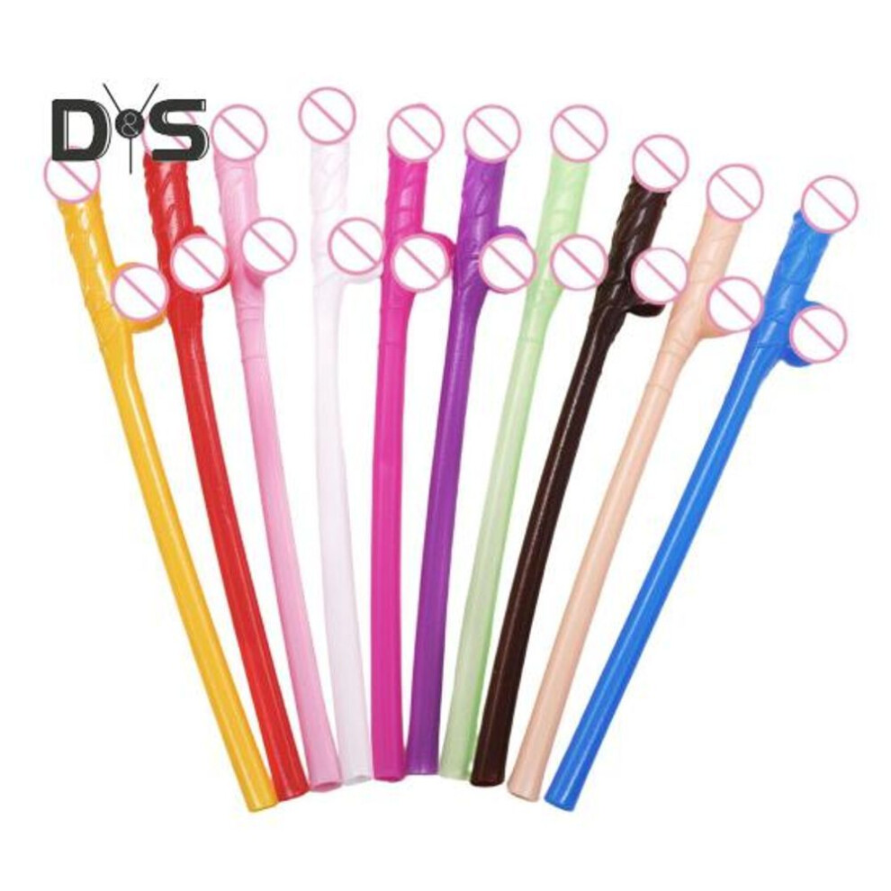 (multicolor, 10pcs) Fun Plastic Straws for Parties Reusable Naughty Drinking Straws Humorous Colorful Straw Creative Bachelorette Birthday Wedding Decorations