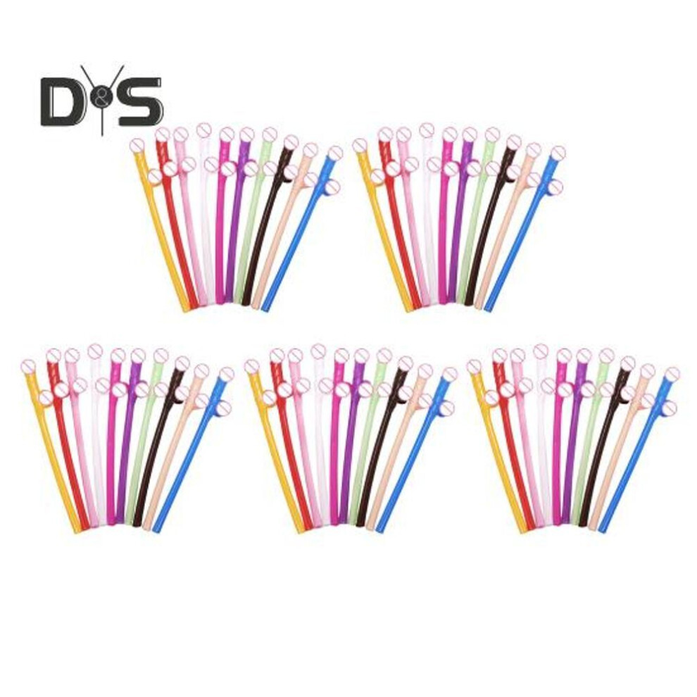 (multicolor, 50pcs) Fun Plastic Straws for Parties Reusable Naughty Drinking Straws Humorous Colorful Straw Creative Bachelorette Birthday Wedding Decorations