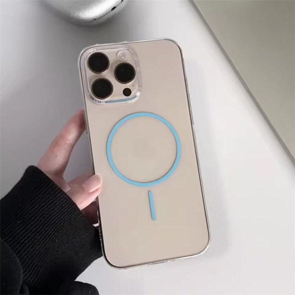 (blue, iPhone 14 Pro Max) Ultra Thin HD Clear Hard PC For Magsafe Magnetic Case For iPhone 16 15 14 Plus 13 12 Pro Max Wireless Charging Shockproof Cover