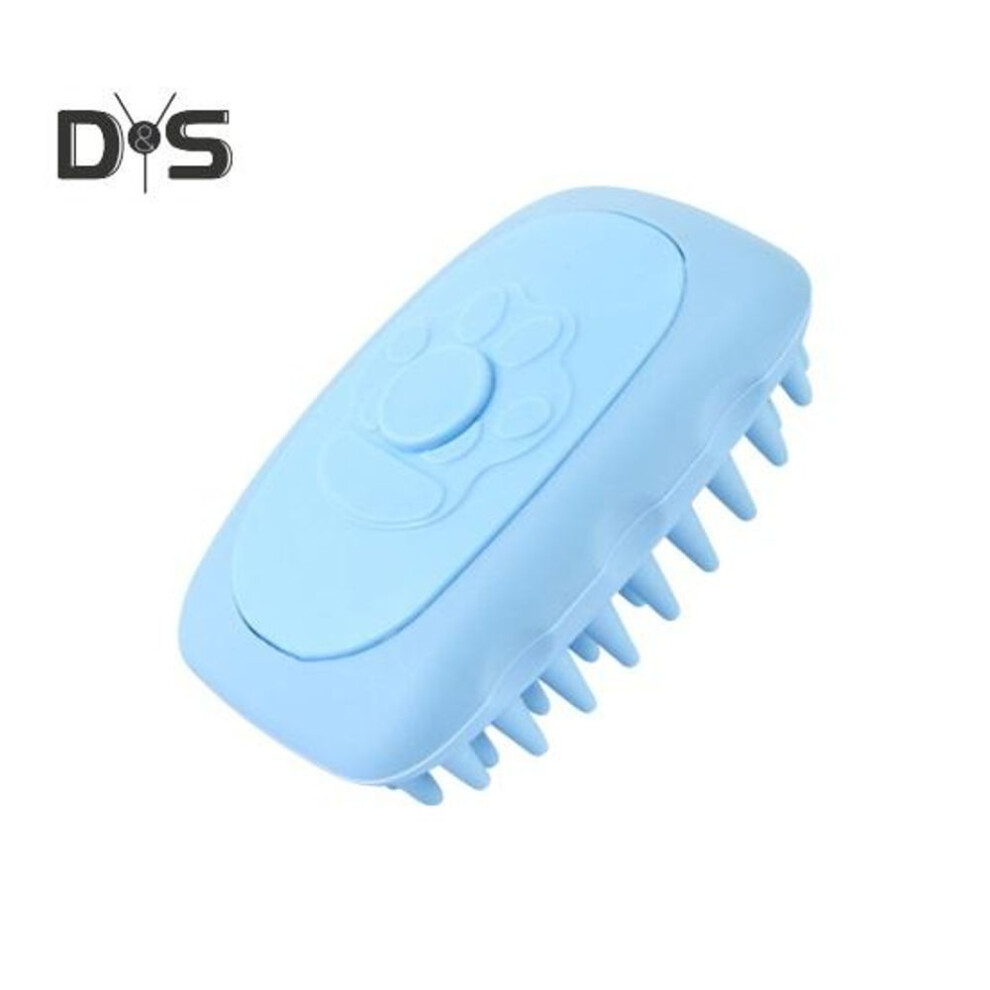 (blue) Pet Bath Brush 2-in-1 SPA Massage Comb Soft Silicone Grooming Tool Pet Shower Hair Cleaning Tool Liquid Dispenser Brush Pet Supplies