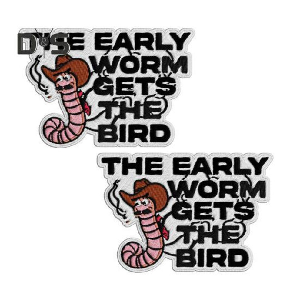(as the picture, B) The Early Worm Gets The Bird Cowboy Embroidered Patch Sew/iron-on Applique Patch For Clothes Jackets Jeans Dress Hat Arts Crafts
