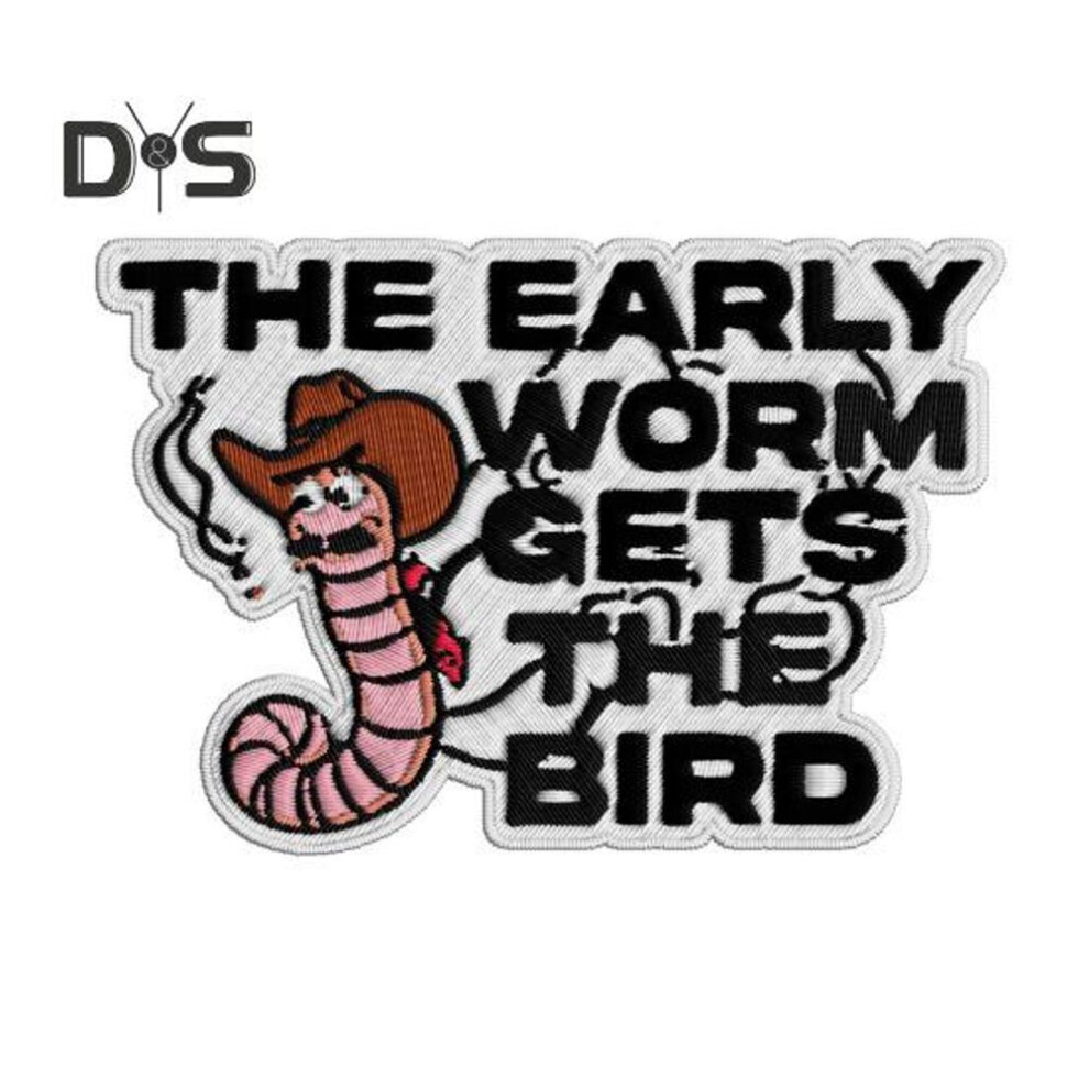 (as the picture, 1pc) The Early Worm Gets The Bird Cowboy Embroidered Patch Sew/iron-on Applique Patch For Clothes Jackets Jeans Dress Hat Arts Crafts