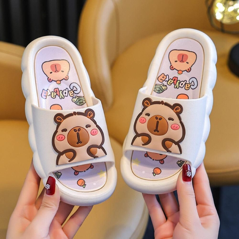 (white, 34/35) PVC Cute Capybara Slippers Anti-slip Children's Bathroom Sandals Cartoon Animal Slippers  Girls