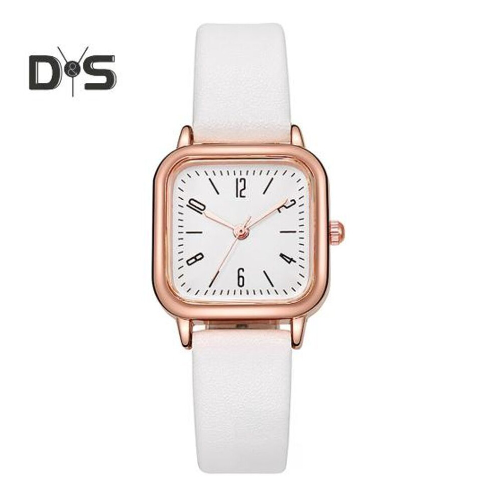 (white) Women Quartz Watch Square Dial Faux Leather Strap Ladies Casual Business Formal Dress Wristwatch Fashion Jewelry Accessory Birthday Gift