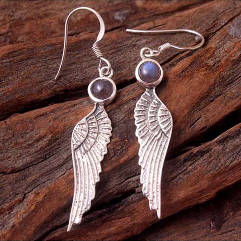 Feather earring Labradorite Earring Dangle Earring Silver Jewelry