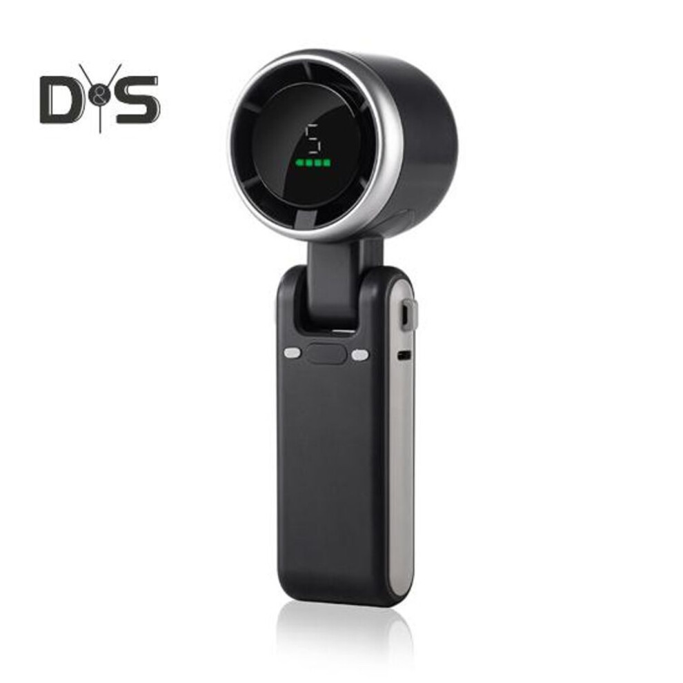 (black) Travel Handheld Fan Portable 5-Speed Adjustable Mini Fan Foldable Desk Fan with Lanyard Digital Display for Pocket Bag Outdoor
