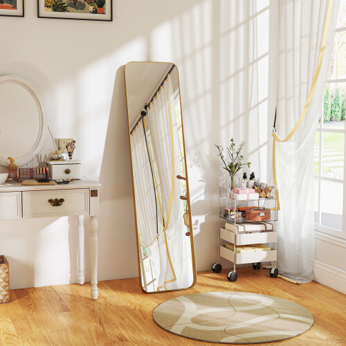 Homcom HOMCOM Rectangular Full Length Mirror for Bedroom, 40 x 160 cm, Gold Tone