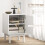 Homcom HOMCOM Boho Bedside Table with Rattan Door and Adjustable Shelf, White 5